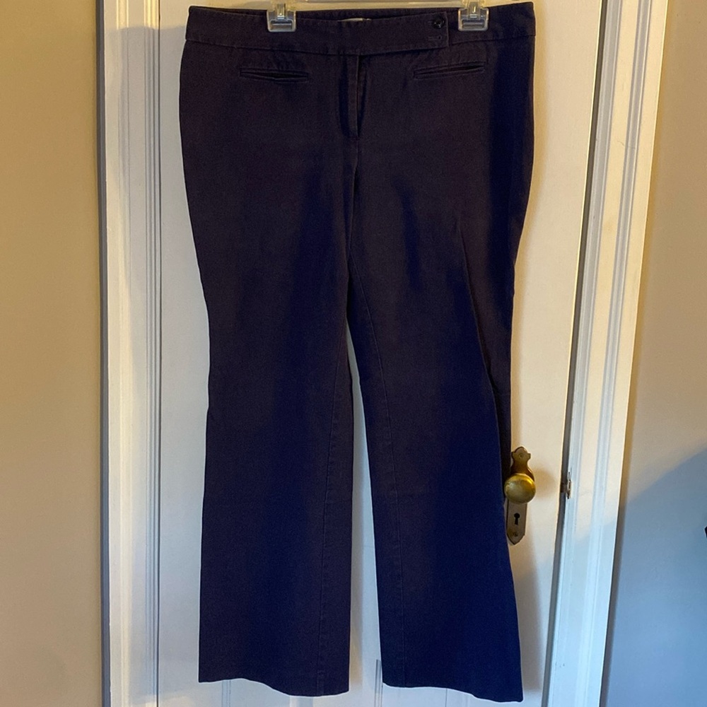 LOFT Marisa style Navy Blue trousers. Size 14 front zip and button detail.